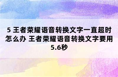 5 王者荣耀语音转换文字一直超时怎么办 王者荣耀语音转换文字要用5.6秒